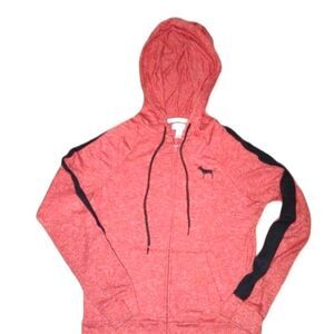 VS Pink Red &‎ Black Full Zip Hoodie Size XS